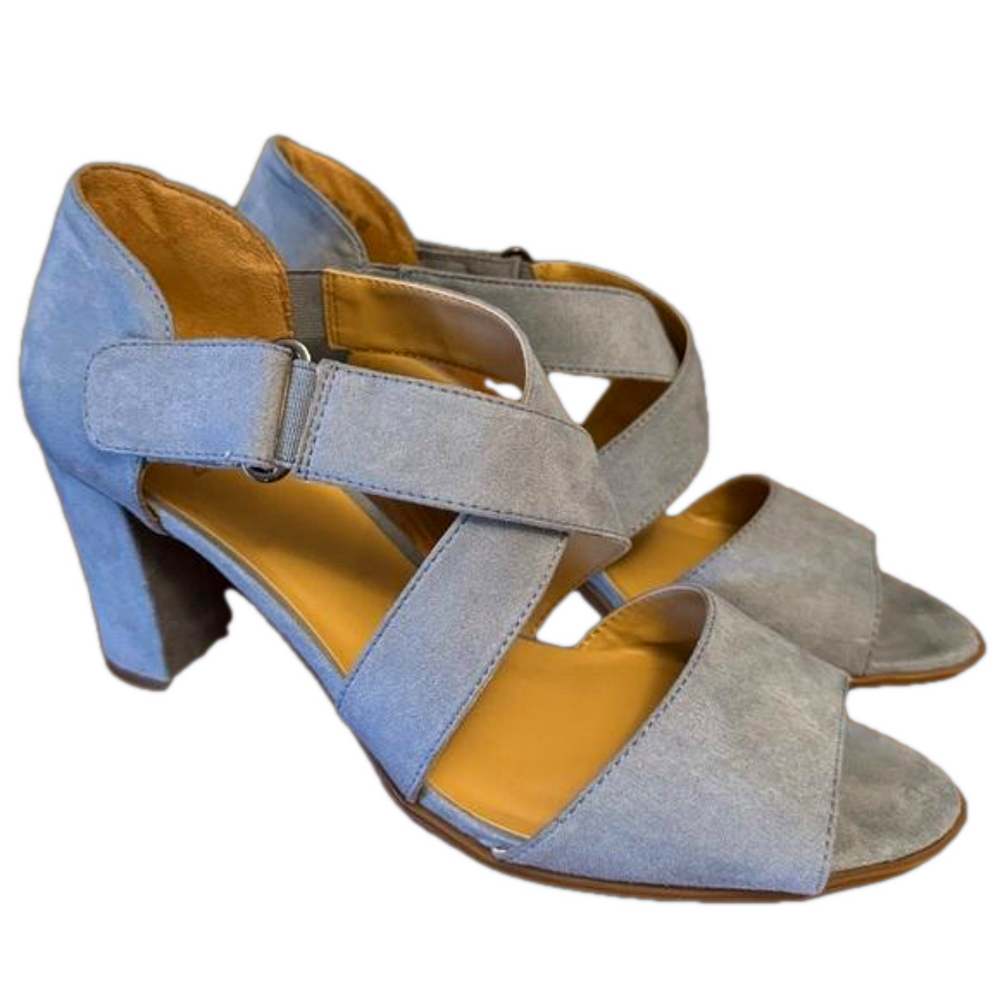 NATURALIZER Lindy Strappy Comfort Sandals Slate Gray Blue Block Heels Size 10